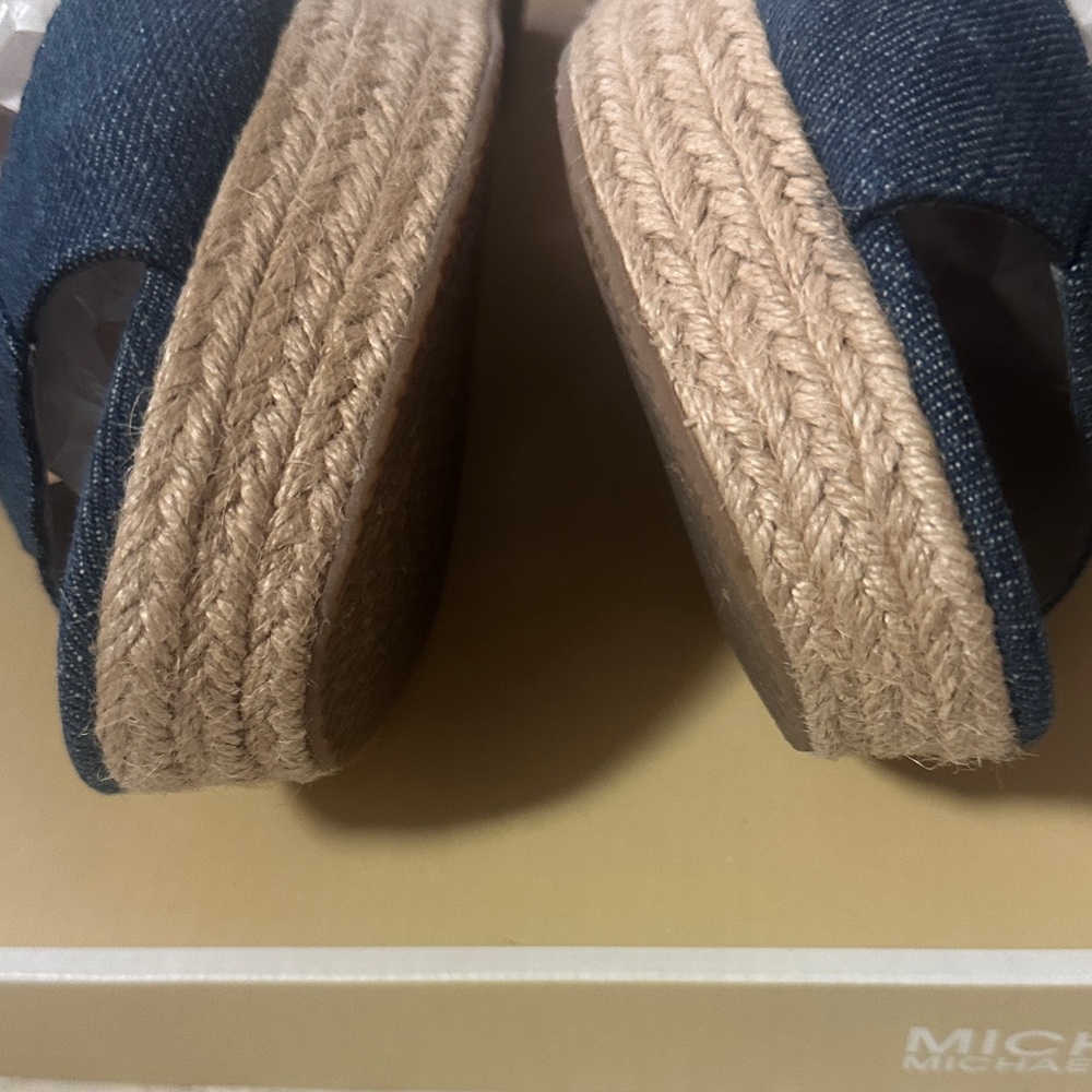 Michael Kors Blue Jean Wedge Sandals - Picture 10 of 16